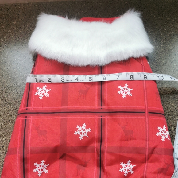 XL dog coat Red White Black Deer Fleece nylon New no tags snowflake fake fur - Picture 7 of 12